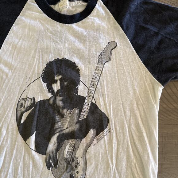 Vintage 70s Frank Zappa Smoking Raglan T Shirt Guitar Barking Pumpkin Records L - Picture 5 of 14